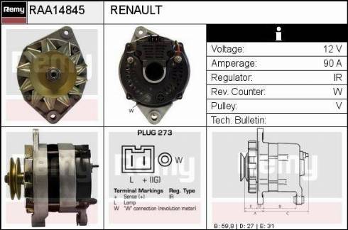 Remy RAA14845 - Alternator autospares.lv