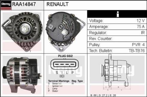 Remy RAA14847 - Alternator autospares.lv
