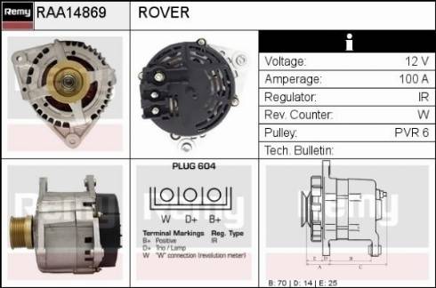 Remy RAA14869 - Alternator autospares.lv