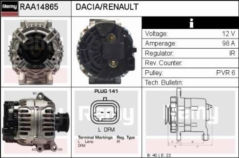 Remy RAA14865 - Alternator autospares.lv