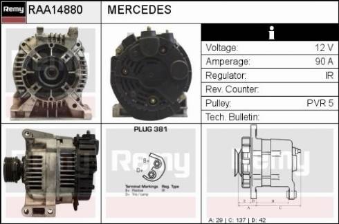 Remy RAA14880 - Alternator autospares.lv