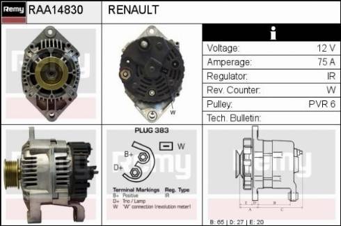 Remy RAA14830 - Alternator autospares.lv