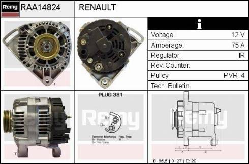 Remy RAA14824 - Alternator autospares.lv