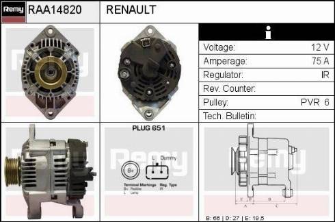 Remy RAA14820 - Alternator autospares.lv