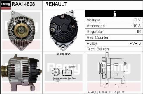 Remy RAA14828 - Alternator autospares.lv