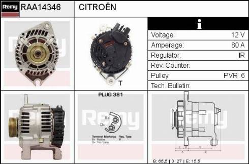 Remy RAA14346 - Alternator autospares.lv