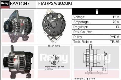 Remy RAA14347 - Alternator autospares.lv