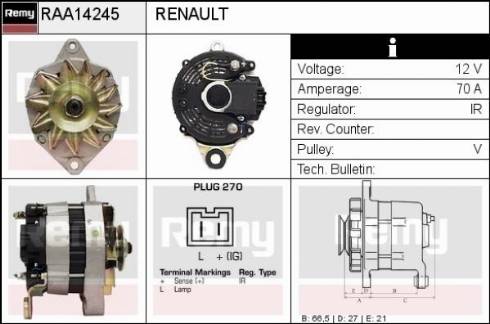 Remy RAA14245 - Alternator autospares.lv