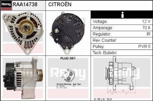 Remy RAA14738 - Alternator autospares.lv