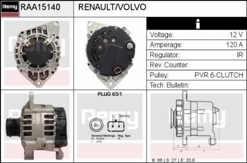 Remy RAA15140 - Alternator autospares.lv