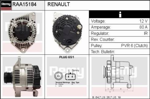 Remy RAA15184 - Alternator autospares.lv
