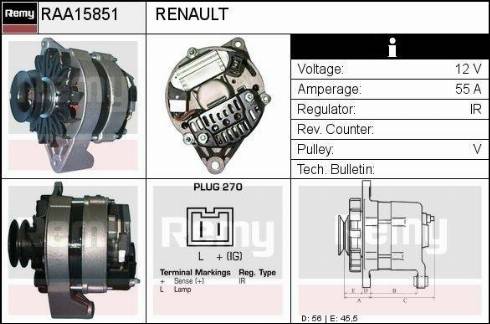 Remy RAA15851 - Alternator autospares.lv