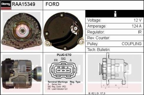 Remy RAA15349 - Alternator autospares.lv