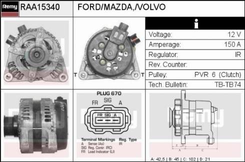 Remy RAA15340 - Alternator autospares.lv