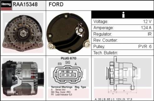 Remy RAA15348 - Alternator autospares.lv