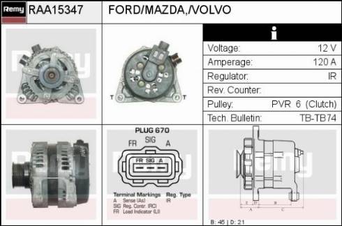 Remy RAA15347 - Alternator autospares.lv