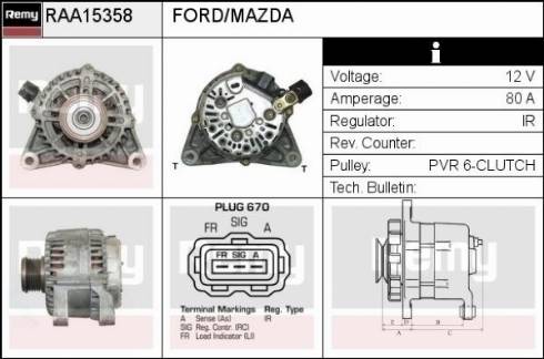 Remy RAA15358 - Alternator autospares.lv