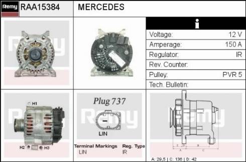 Remy RAA15384 - Alternator autospares.lv