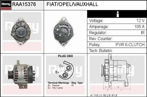 Remy RAA15376 - Alternator autospares.lv