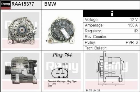 Remy RAA15377 - Alternator autospares.lv