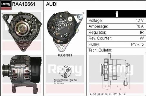 Remy RAA10661 - Alternator autospares.lv