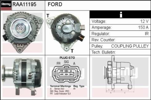 Remy RAA11195 - Alternator autospares.lv