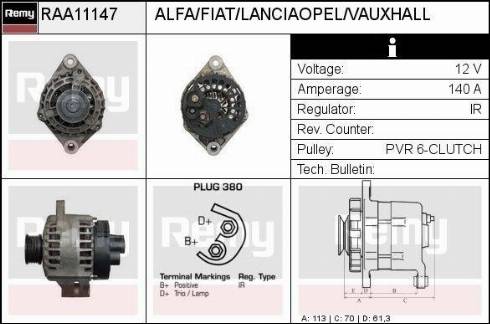 Remy RAA11147 - Alternator autospares.lv