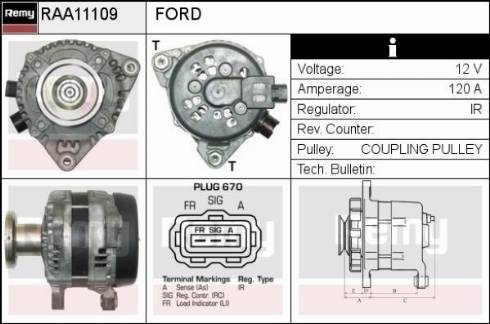 Remy RAA11109 - Alternator autospares.lv