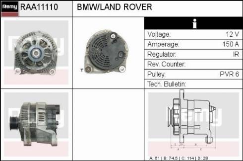 Remy RAA11110 - Alternator autospares.lv