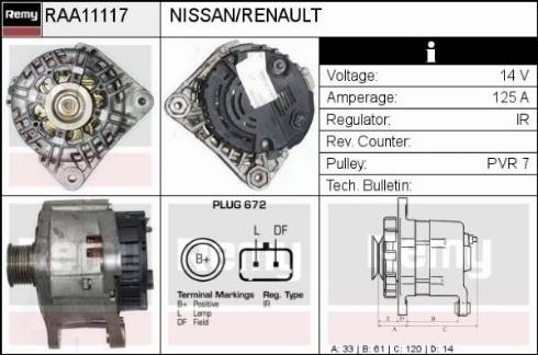 Remy RAA11117 - Alternator autospares.lv