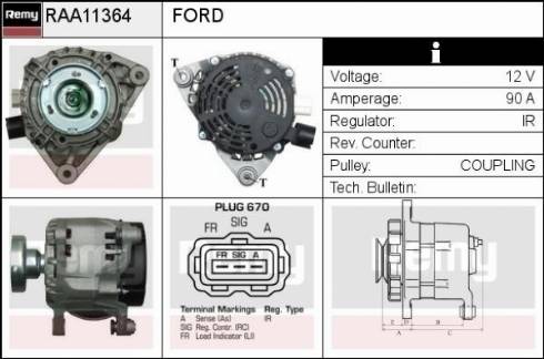 Remy RAA11364 - Alternator autospares.lv