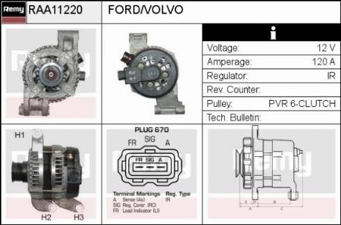 Remy RAA11220 - Alternator autospares.lv