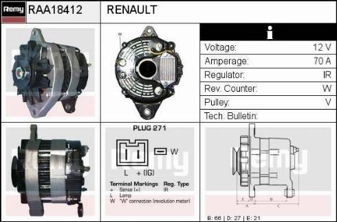 Remy RAA18412 - Alternator autospares.lv