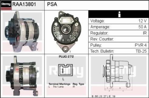 Remy RAA13801 - Alternator autospares.lv