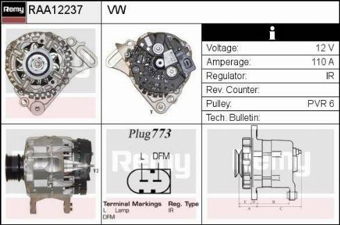 Remy RAA12237 - Alternator autospares.lv