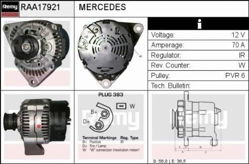 Remy RAA17921 - Alternator autospares.lv