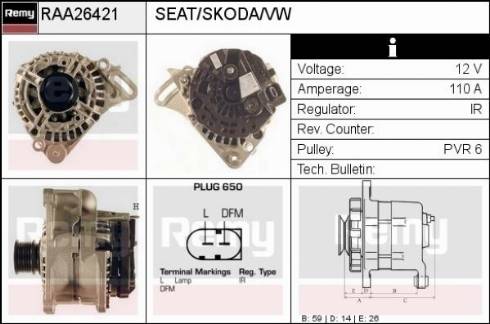 Remy RAA26421 - Alternator autospares.lv