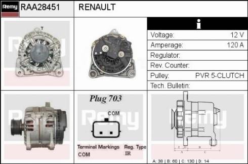 Remy RAA28451 - Alternator autospares.lv