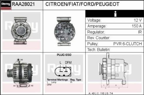 Remy RAA28021 - Alternator autospares.lv