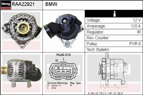 Remy RAA22921 - Alternator autospares.lv