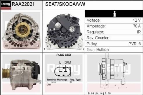 Remy RAA22021 - Alternator autospares.lv