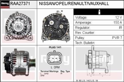 Remy RAA27371 - Alternator autospares.lv