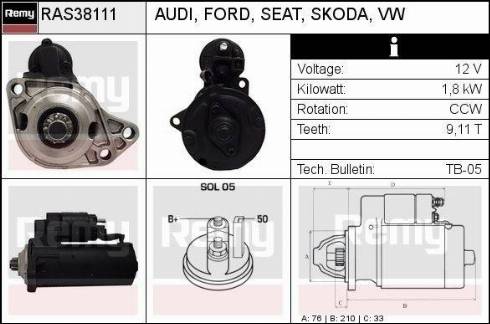 Remy RAS38111 - Starter autospares.lv