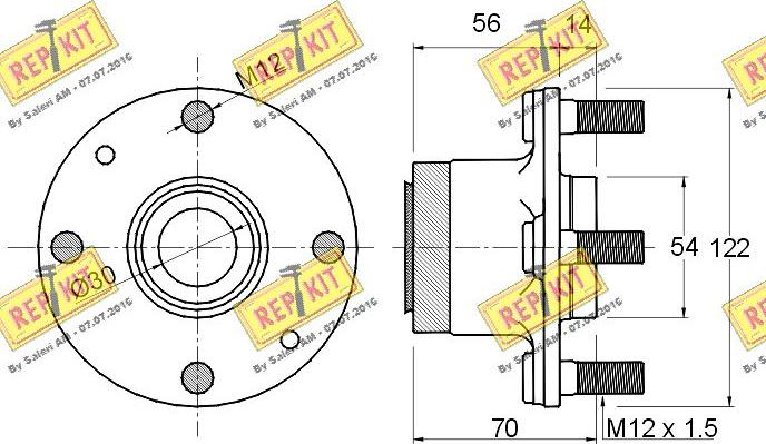 REPKIT RKB0964 - Wheel hub, bearing Kit autospares.lv