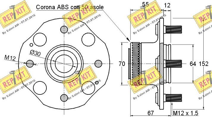 REPKIT RKB1267 - Wheel hub, bearing Kit autospares.lv