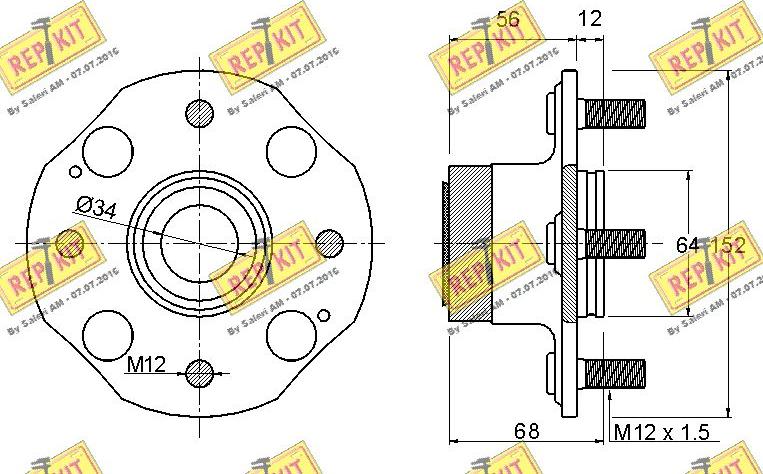 REPKIT RKB2198 - Wheel hub, bearing Kit autospares.lv