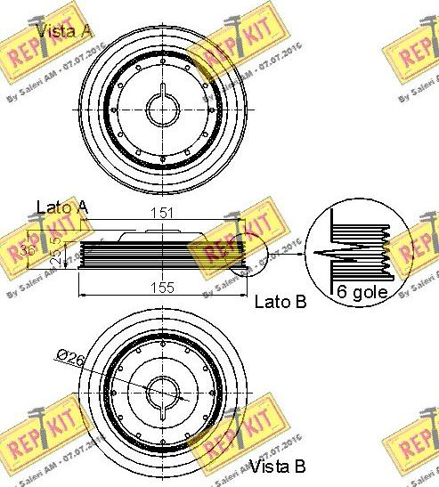 REPKIT RKT9151 - Belt Pulley, crankshaft autospares.lv