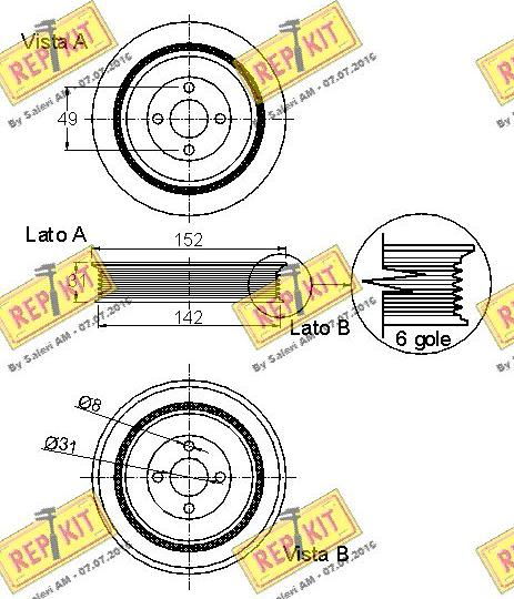 REPKIT RKT9126 - Belt Pulley, crankshaft autospares.lv