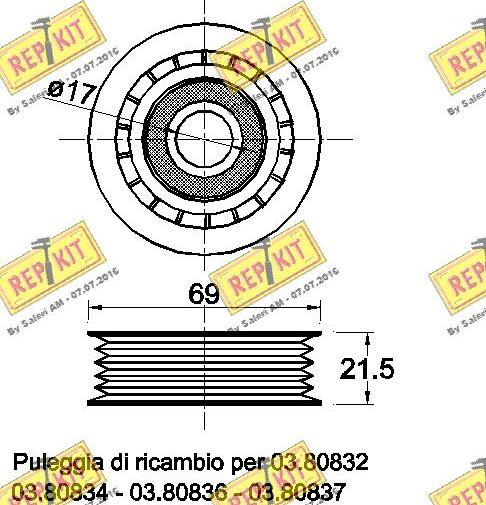 REPKIT RKT1900 - Pulley, v-ribbed belt autospares.lv