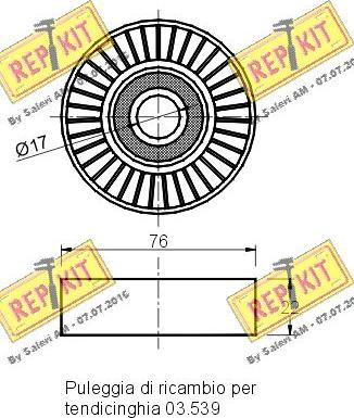 REPKIT RKT1550 - Pulley, v-ribbed belt autospares.lv